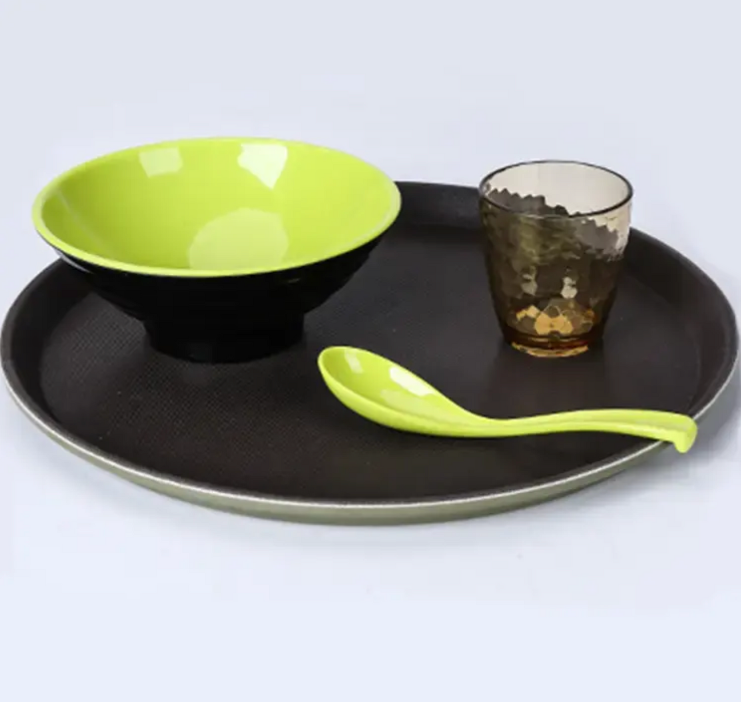 Good Quality Restaurant Round Rectangle Non Slip Plastic Fiberglass Cushion Anti-Closing-Scratch Food Serving Tray