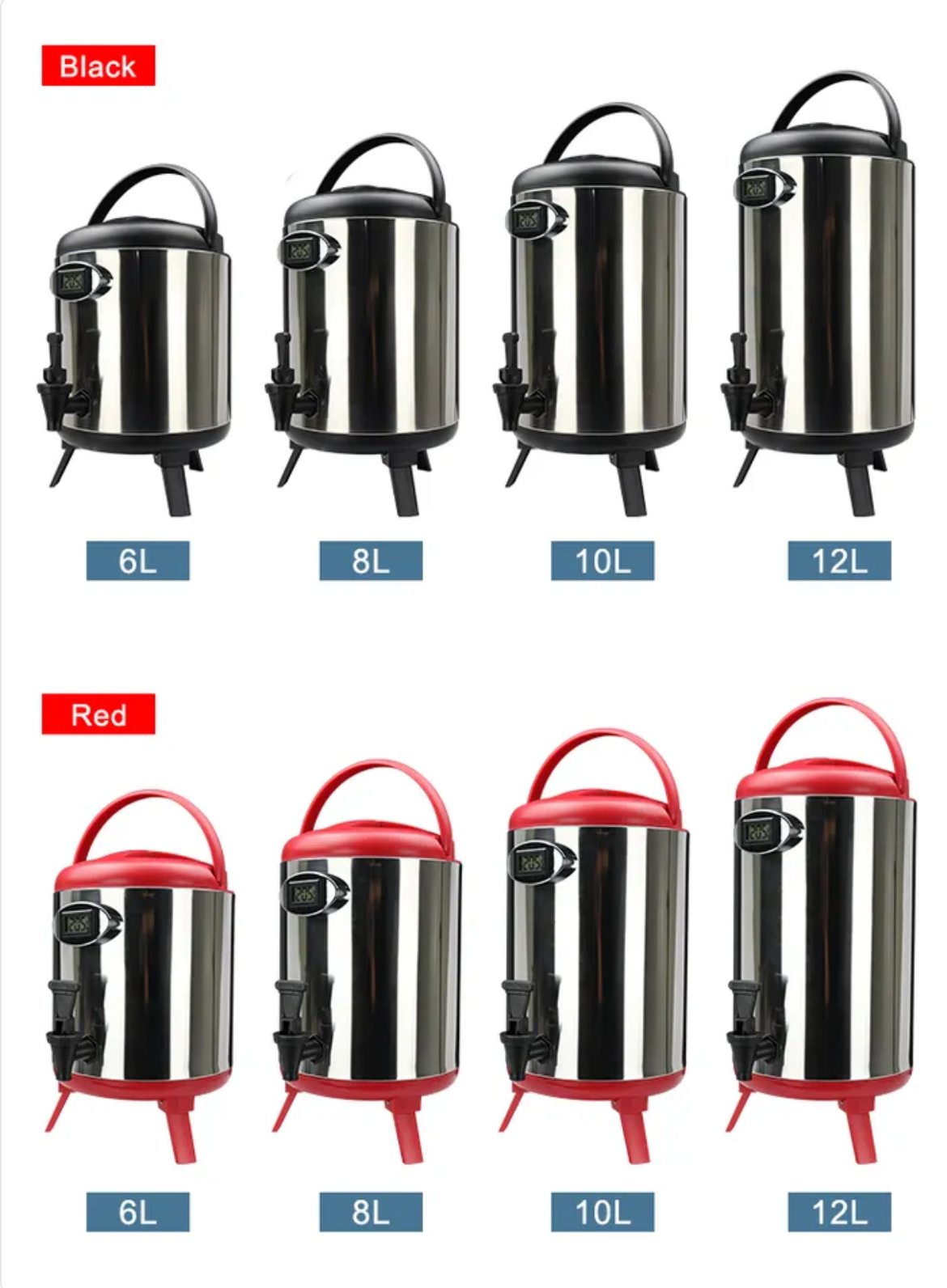 Milk Tea Insulated Barrel Stainless Steel 304 with Tap and Temperature Reminder Bubble Tea Equipment