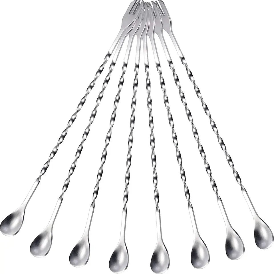 Amazon Hot Sale Stirring Bar Mixing Long Spoon Stainless Steel Spiral Pattern Cocktail Stirrers Spoons Stainless Steel Bar Spoon