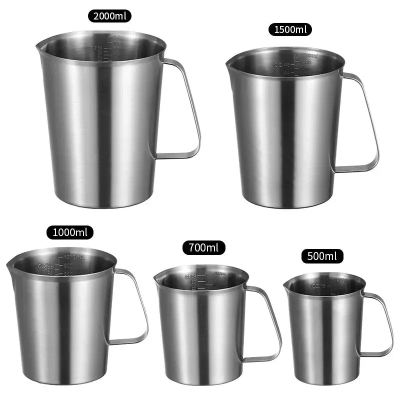 Barista Tools Latte Art Measuring Cup Large Capacity Stainless Steel Metal Milk Foam Coffee Pot Practical Measuring Cup