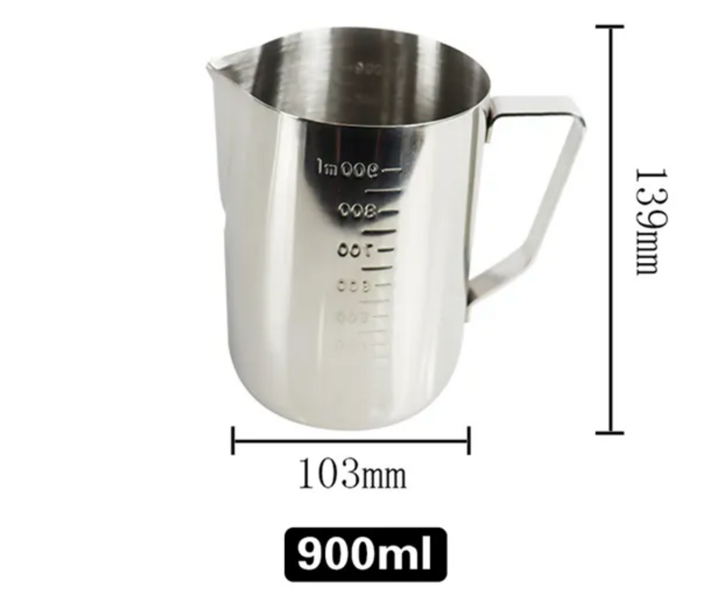 Barista Tools Latte Art Measuring Cup Large Capacity Stainless Steel Metal Milk Foam Coffee Pot Practical Measuring Cup