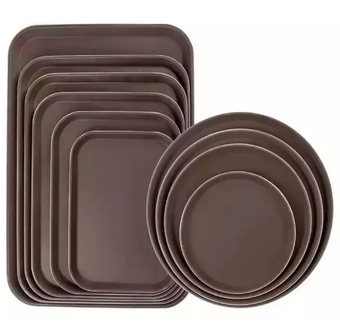 Good Quality Restaurant Round Rectangle Non Slip Plastic Fiberglass Cushion Anti-Closing-Scratch Food Serving Tray