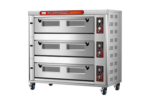 Commercial Stainless Steel Gas Deck Oven With Steam 12-Tray 3 Deck Bakery Gas Oven