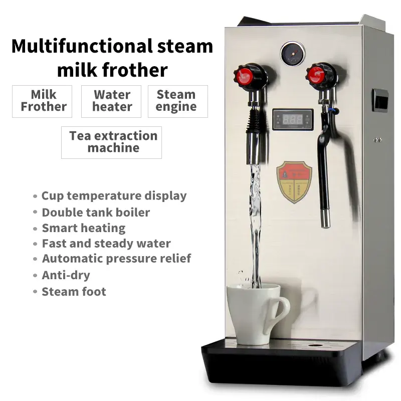 Commercial Coffee Blender Stainless Steel Steam Boiler Machine Silver Milk Frother Coffee Mixer Milk Foamer Maker Milk Frother