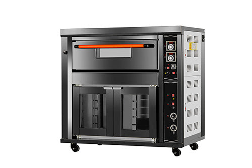 Commercial gas deck oven with fermentation box