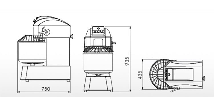 Two speed stainless steel sdough mixer machine for kitchen 21/35/47/54L