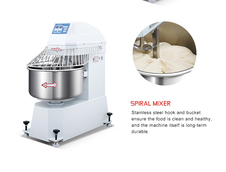 Best price bakery horizontal commercial big 50kg 75kg 100kg spiral planetary flour bread dough mixer